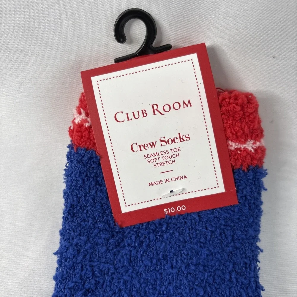 Club Room Xmas Bulldog‎ Novelty Christmas Crew Socks Non-Slip Grip OSFM